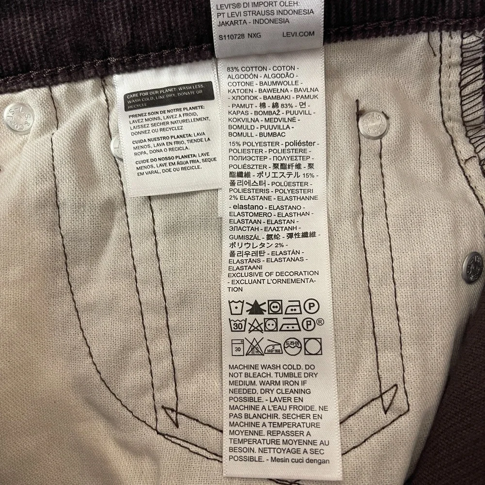 Levis Pants Mens 30x30 Brown 505 Corduroy Pinwale Regular Fit Straight Preppy
